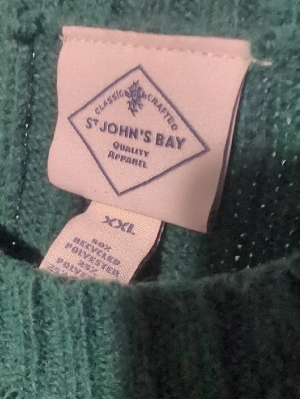 St. John's Bay Dark Green Cable Knit Crewneck Sweater
